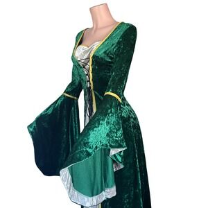 Medieval Renaissance Velvet Dress Lace-Up Bodice‎ Bell Sleeves Festival M